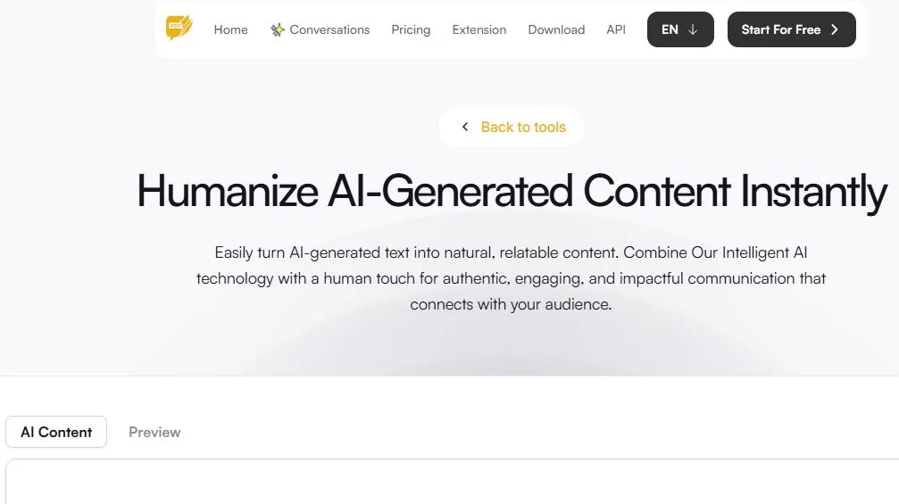 Easily turn AI-generated text into natural, relatable content. Combine Our Intelligent AI technology with a human touch for authentic, engaging, and impactful communication that connects with your audience.