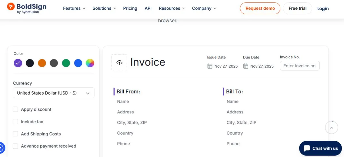 blodsign invoice Generator