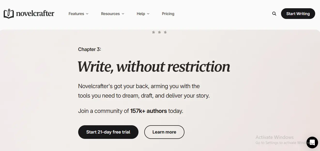 novel crafter dashboard